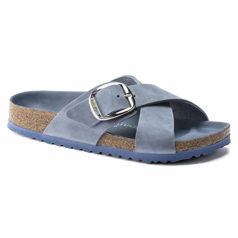 Birkenstock Siena Big Přezkou Oiled Læder Sandaler Dame Blå | DK 356XYU